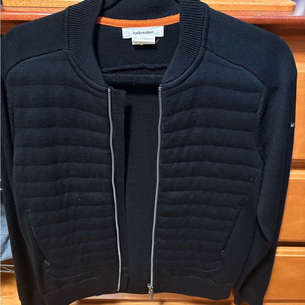 Bomber Icebreaker Black Knit Jacket Woman Small